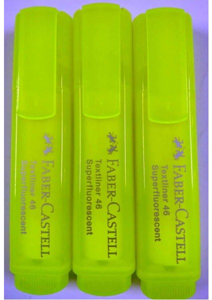 Faber Castell Fosforlu Kalem-Faber-Castell 3 Adet Şeffaf Gövde Foforlu Kalem.