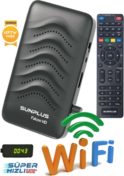 Falcon Çanaklı-Çanaksız Wi-Fi Dahil Full Hd Sınırsız Sinema Paketli Uydu Alıcısı