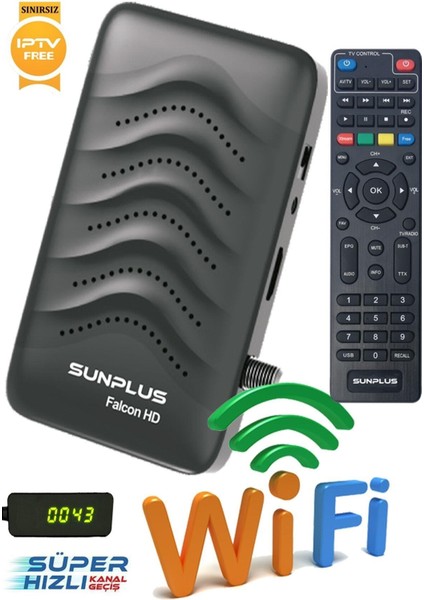 Falcon Çanaklı-Çanaksız Wi-Fi Dahil Full Hd Sınırsız Sinema Paketli Uydu Alıcısı