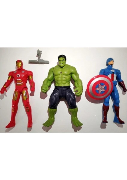 Demir Adam, Hulk, Kaptan Amerika 17 cm 3'lü Işıklı Figür