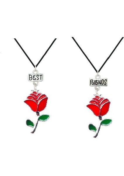 Best Friends Çiçek Gül Arkadaşlık Sevgili Unisex Kolye
