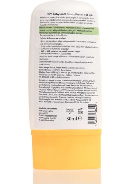 Babysanft Güneş Kremi Yüz Için 30 ml modelleri