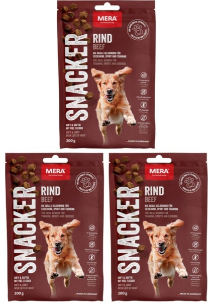 Snacker Soft Dog Treat Rind Beef Tahılsız Şekersiz Sığır Etli Köpek Eğitim Ödül Maması 200 gr x 3