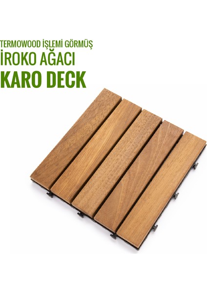 İroko Ağacı Balkon Bahçe Ahşap Yer Döşemesi Karo Deck 30X30 cm – 1 Adet (0,09M2)