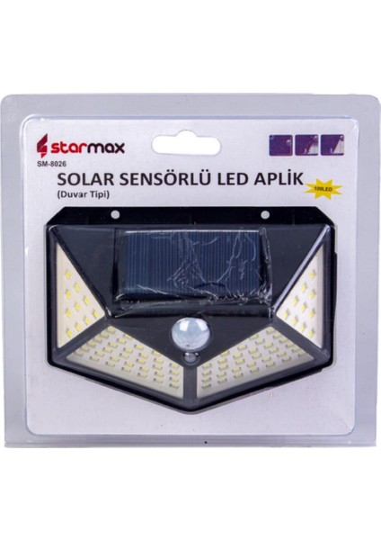 Solar Sensörlü LED Aplik 100LED SM8026
