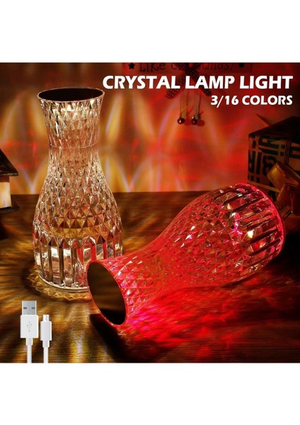 Kumandalı Kristal Masa Lambası Rgb Renk Değiştiren Gece Lambası 16 Renk 4 Mod Dokunmatik Kontrol fiyatları
