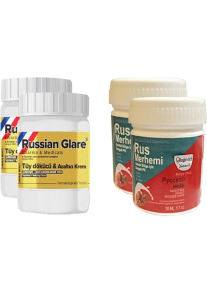 Olegovich Medicine Russıan Glare Tüy Dökücü Azaltıcı Merhem 50 Ml 2 Ad + Rus Merhemi Genital Bölge Kremi 50 Ml 2 Ad