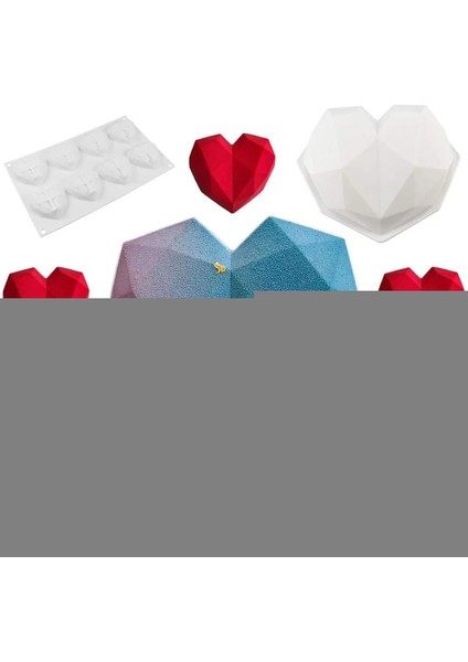 Silikon Büyük Kristal Kalp Şekilli Pasta Kek Çikolata Kalıbı Geometrik Kalıp indirimleri