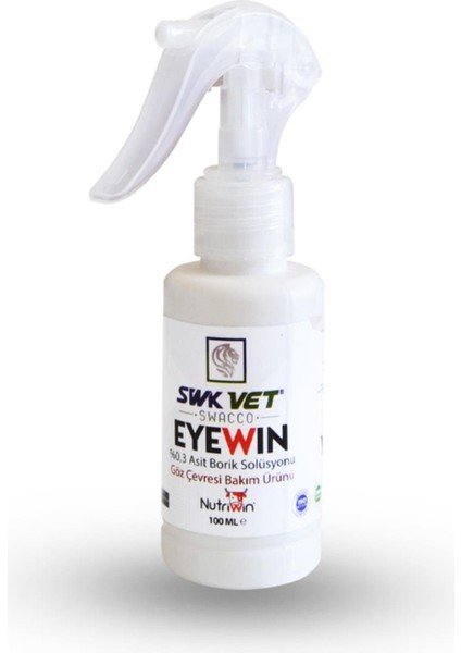 Eyewin Göz Antiseptiği %3 Asit Borik Kedi-Köpek-Koyun-Inek 100 ml Göz Antiseptiği %3 Borik Asit