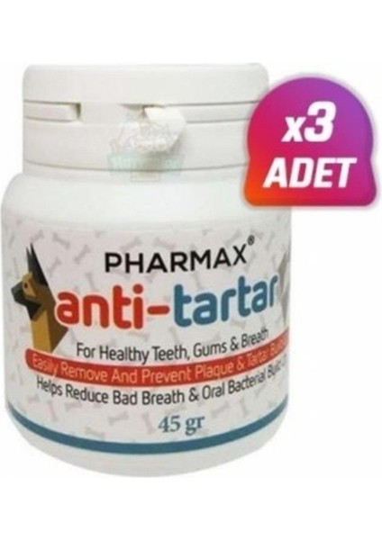 3 Adet - Anti-Tartar Kedi Köpek Diş Taşı Giderici Toz 45 gr