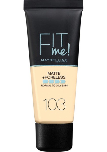 Mat Fondöten - Fit Me Matte + Poreless Foundation 103 Pure Ivory 3600531544782 fiyatları