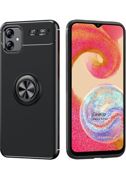 Samsung Galaxy A04E Focus Serisi Yüzük Standlı Silikon Kılıf - Siyah AL3363