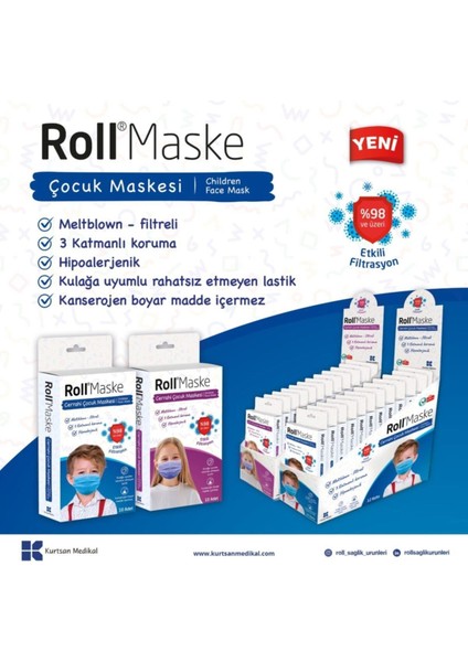 Maske Çocuk (Erkek) 1 Kutu (Kutu Içerisinde 10 Adet)