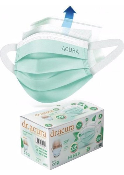 Meltblown Yeni Nesil Yeşil Hijyenik 3 Katlı Cerrahi Maske / 50^Li 6 Paket fiyatları