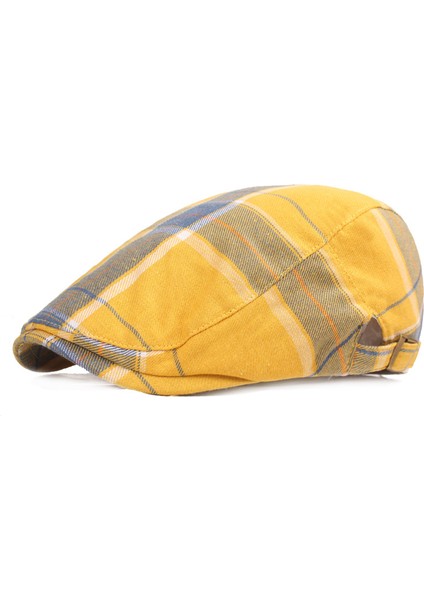 Ekose Kumaş Ördek Dil Kapağı Retro Bere Edebi Ileri Şapka (Yurt Dışından)