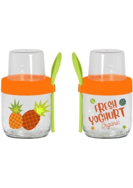 425 cc Ananas Desenli Cam Müsli ve Yoğurt