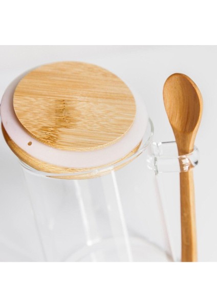 Favorim Home Borosilikat Cam Bambu Vakumlu Kapaklı Kaşıklı Yuvarlak Tuzluk fiyatları