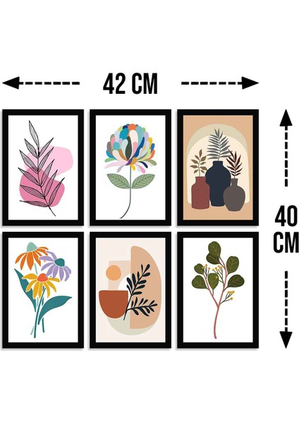 Dafhi 6 Parça Çerçeve Görünümlü Sanatçı Çizimi Ahşap Tablo Seti