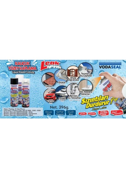 Leak Fix Su Geçirmez Sızdırmaz Sprey 396 gr Renk Seçenekli Siyah