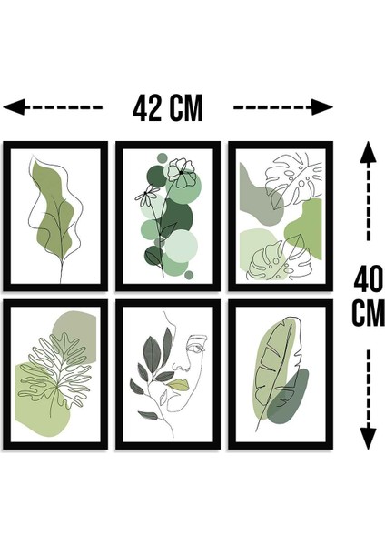 Dafhi 6 Parça Çerçeve Görünümlü Sanatçı Çizimi Ahşap Tablo Seti