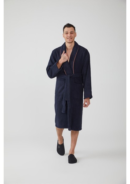 %100 Pamuk Biyeli Özel Tasarım Ekstra Yumuşak Erkek Bornoz