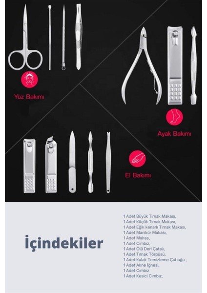 12 Parça Manikür Pedikür Seti Taşıma Çantalı Ithalatçı Garantili fırsatları