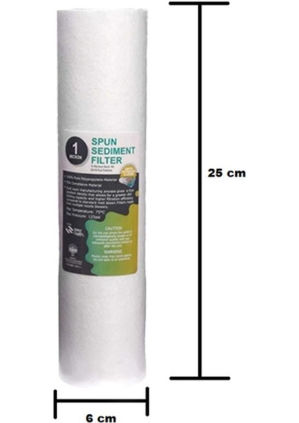 Su Arıtma Cihazı Filtresi 1 Mikron 10&quot;inç Sediment Spun Filtre 5 Adet
