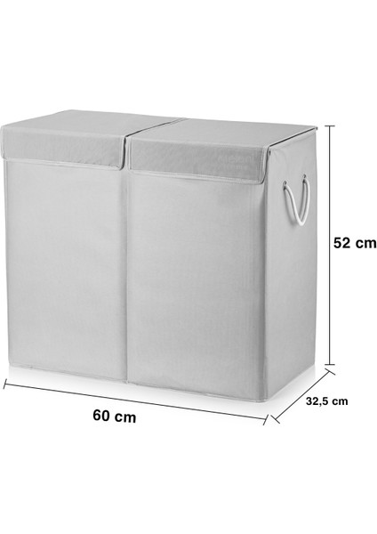 Iki Bölmeli Mega Boy Çamaşır Sepeti - Kulplu Katlanır Banyo Kirli Çamaşır sepeti 50 Lt + 50 Lt fırsatları