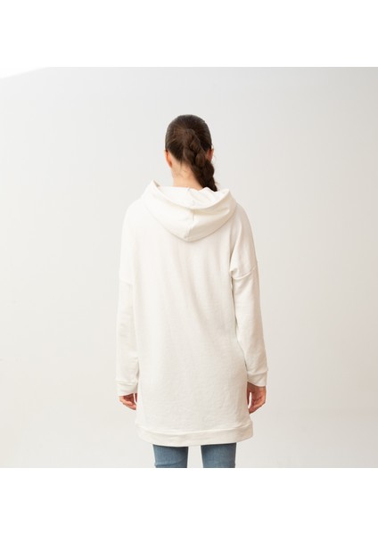 Frig Kapüşonlu Tunik Sweatshirt Ekru fırsatları