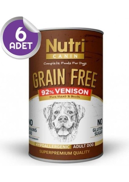 Tahılsız Geyik Etli Köpek Konservesi 400 gr 6 Adet