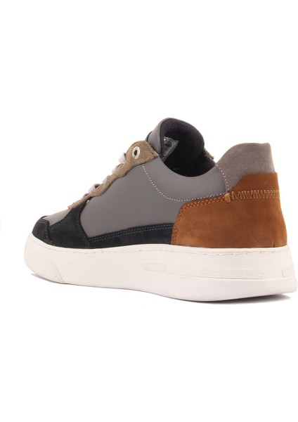 Sail Lakers - Gri Deri, Lacivert Süet, Taba Renk Nubuk Bağcıklı Erkek Sneaker