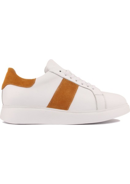 Sail Lakers - Beyaz Deri, Turuncu Süet Erkek Sneaker