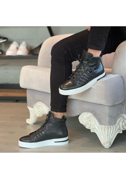 Sail Lakers - Siyah Deri Bağcıklı Erkek Sneaker Bot