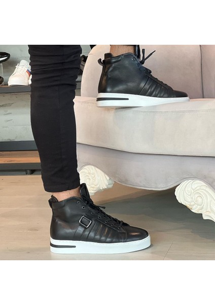 Sail Lakers - Siyah Deri Bağcıklı Erkek Sneaker Bot