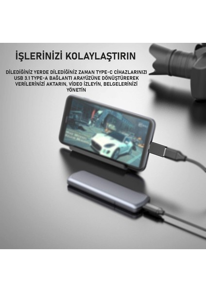 USB 3.1 GEN1 Type-C (Erkek) To Type-A (Dişi) OTG Dönüştürücü Çevirici Adaptör