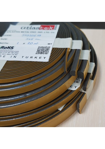 Atlastek Metal Yapışkanlı Polyuretan Conta 7X15 mm 10MT