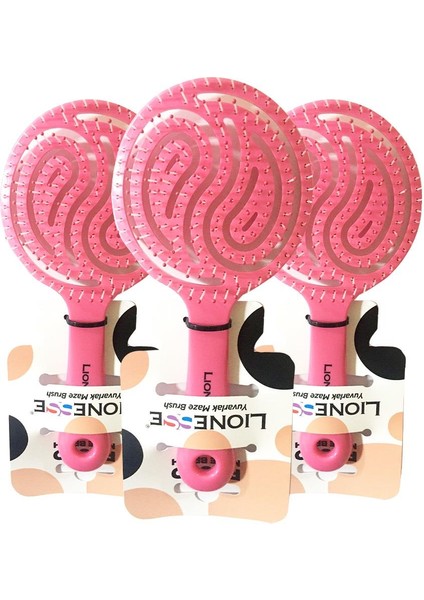 Lionesse Saç Fırçası Yuvarlak Pembe x 3