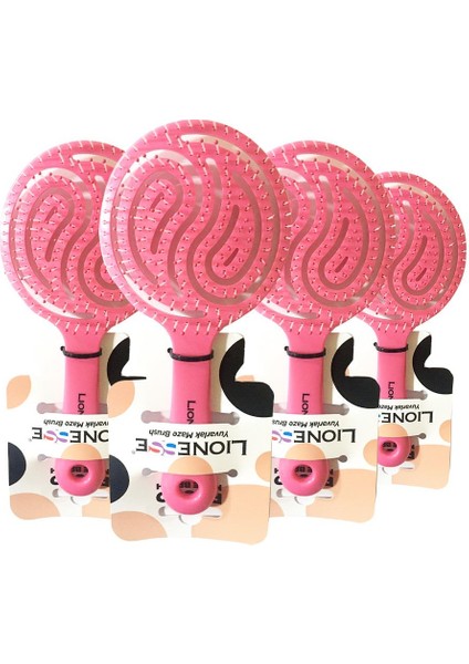 Lionesse Saç Fırçası Yuvarlak Pembe x 4