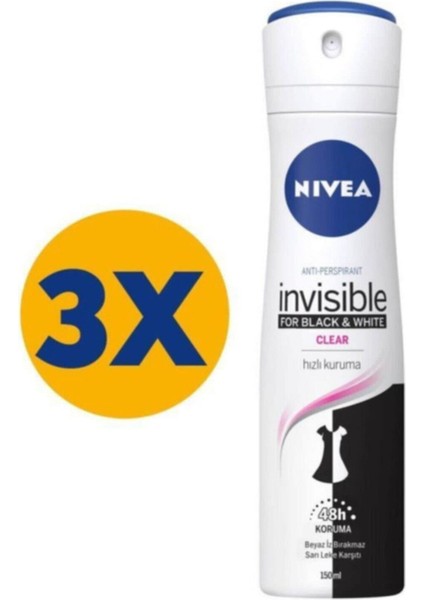 Invısıble Black&White Sprey Deodorant 150 Ml Kadın Set.Nve.0001rubı