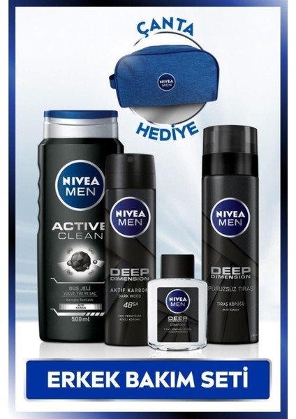 Men Deodorant,Duş Jeli,Tıraş Köpüğü,Tıraş Sonrası Losyon Damat Çeyiz Erkek Bakım Seti Çantalı fiyatları