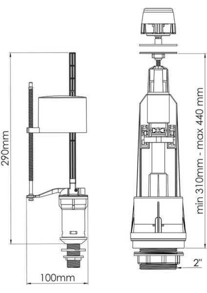 Klozet Iç Takımı Tek Basmalı Mekanik Boşaltma Mekanizması Pirinç Su Girişli 4152 fiyatları