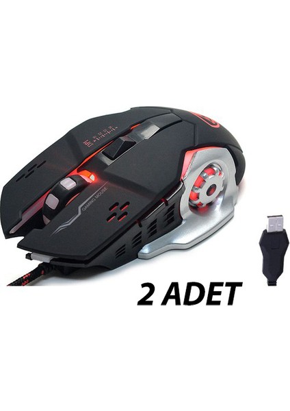 T60 2400 Dpı Rgb Işıklı USB Profesyonel Kablolu Optik Oyuncu Mouse (2 ADET)