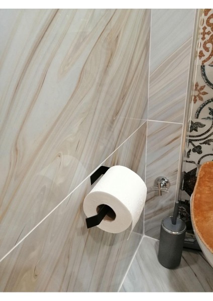 Viyamo Metal Mat Siyah Wc Kağıtlık Tuvalet Kağıtlığı Tuvalet Kağıdı Askısı Yapışkanlı Tasarım