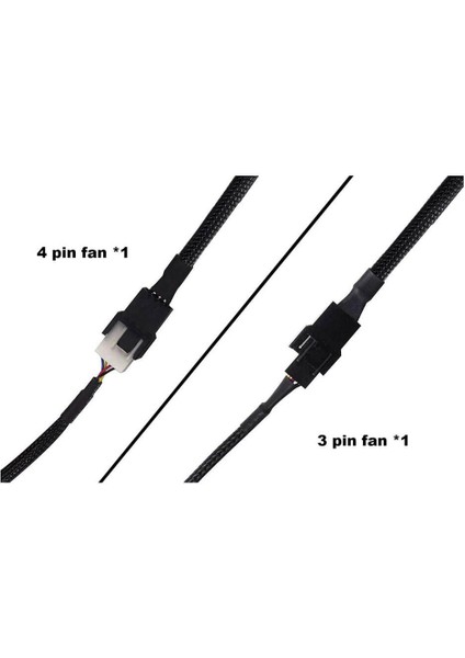 Fan Çoklayıcı Y Pwm Splitter Kablosu 4pin Dişi 4pin - 3pin Erkek