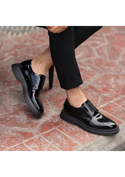 Sail Lakers - Siyah Rugan Deri Bağcıksız Erkek Ayakkabı