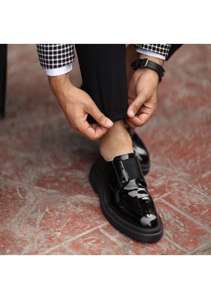 Sail Lakers - Siyah Rugan Deri Bağcıksız Erkek Ayakkabı modelleri