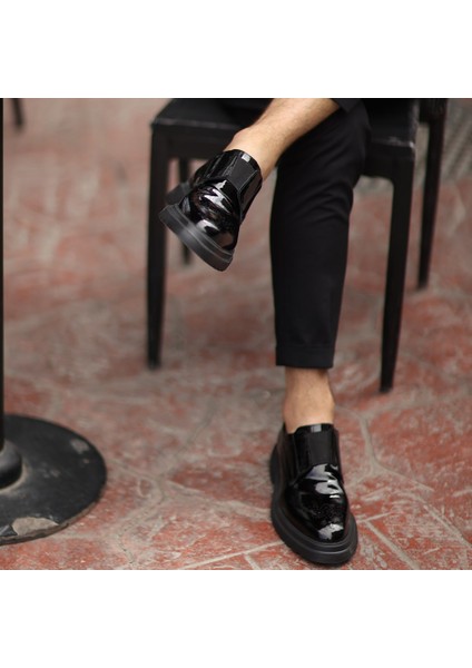 Sail Lakers - Siyah Rugan Deri Bağcıksız Erkek Ayakkabı fırsatları