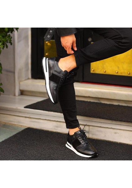 Sail Lakers - Siyah Deri Bağcıklı Erkek Sneaker indirimleri