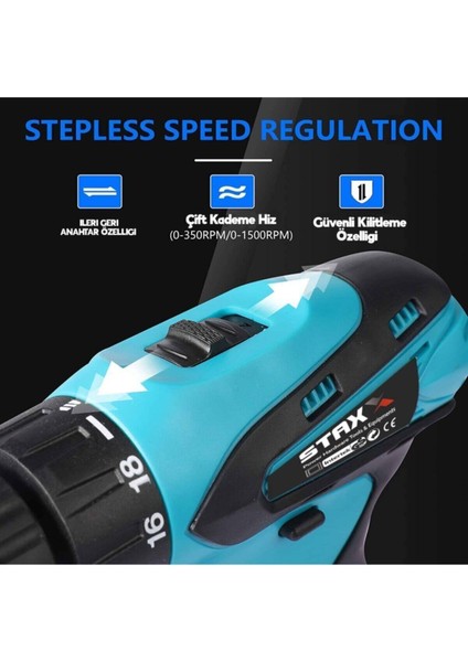 24 V 4 Ah Metal Dişli Şanzıman Çift Akülü Şarjlı Vidalama Matkap STX-E-ARM-24V4A + fiyatları