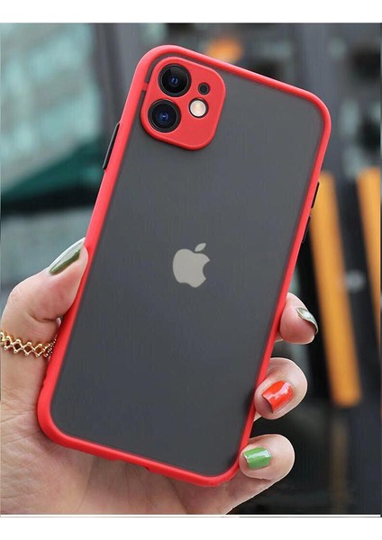 Apple iPhone 12 Kılıf 3D Kamera Korumalı Arkası Mat Kenarları Renkli Smoke Case